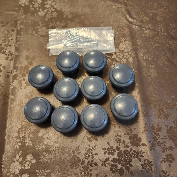 Ten Decorative Blue Cabinet Dresser Round Wooden Knobs Bundle - Picture 7 of 7